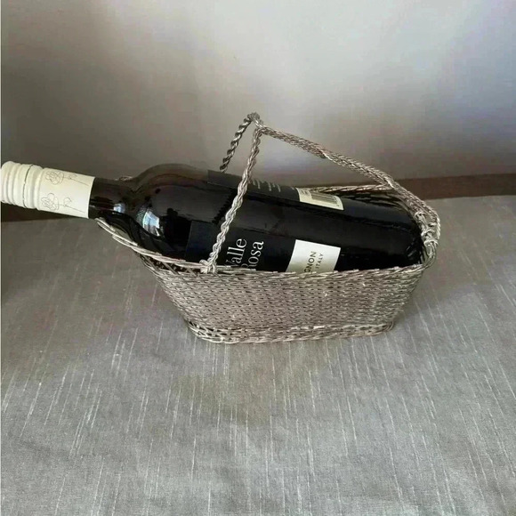 Vintage had made silver plated basket, wine holder holder - Picture 5 of 6